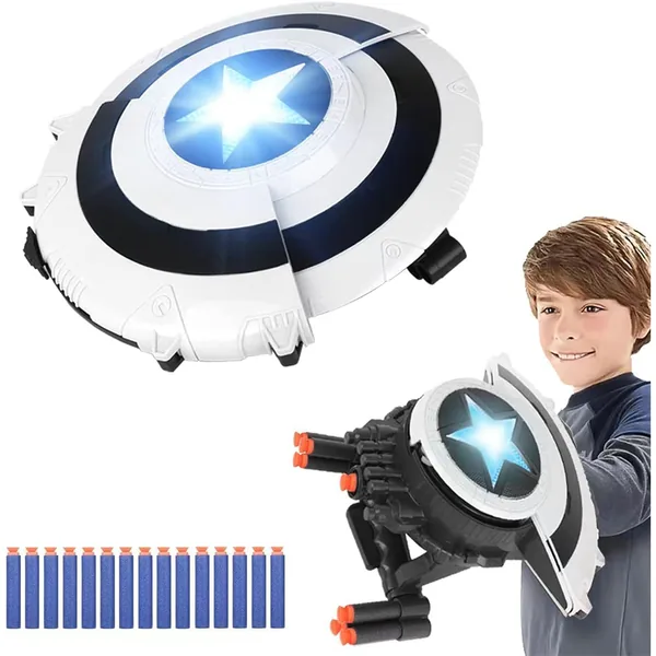 YR304606 Dart Shooting Shield Blaster with Light-up Toys Soft Bullet