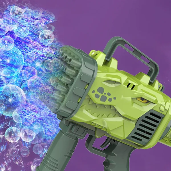 YR257804 Dinosaur Bubble Machine Gun 32 Holes Automatic Bubble Machin
