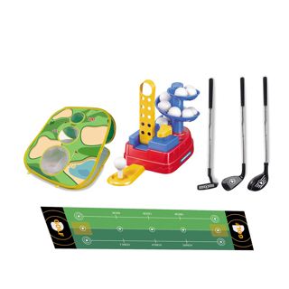 Outdoor Golf Game Set for Children Featuring Putting Mat and Tees Plastic Sport Toy