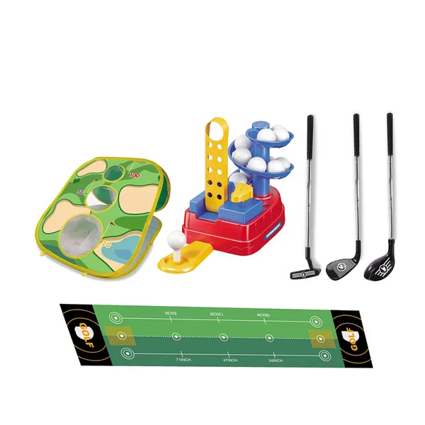 YR305382 Outdoor Golf Game Set for Children Featuring Putting Mat and