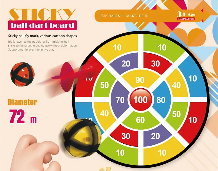 YR308145-Outdoor Toy New Design Large Dart Board 72cm Toss Board Game With Sticky