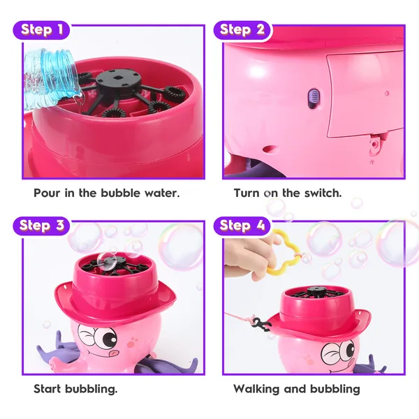 YR254750 Octopus Bubble Blower Machine for Kids Outdoor Outside Play,