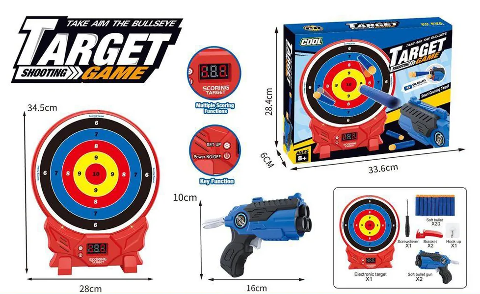 YR306062 Kids Toy Gun Shooting Target Set Electronic Digital Scoring