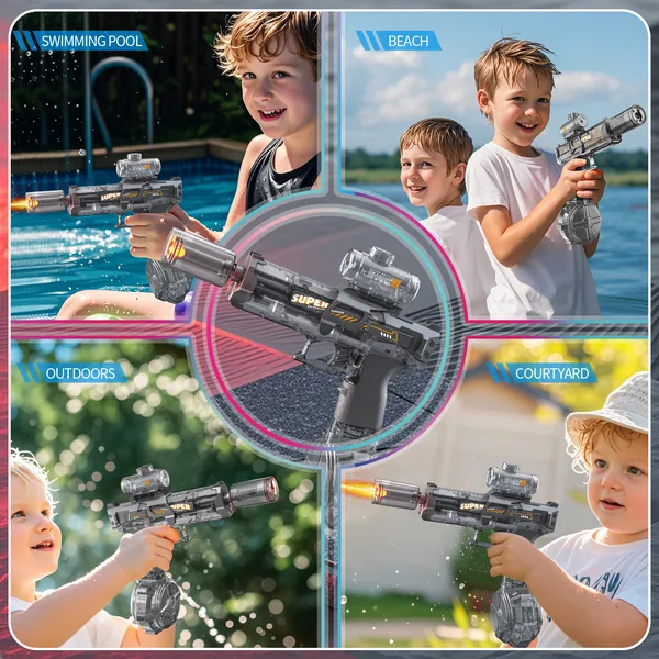 YR321205 Powerful Electric Water Gun Light-up Toys Glowing Silencer A