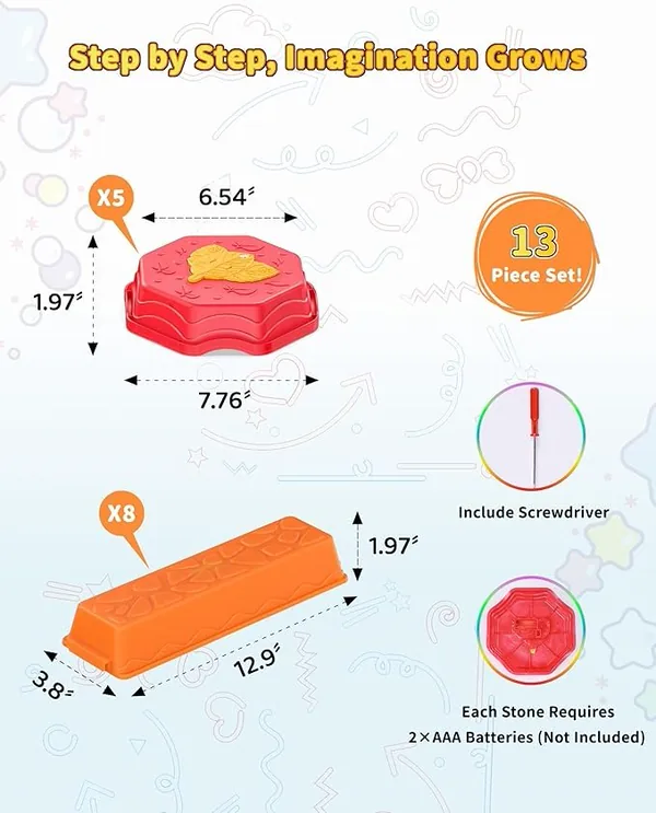 YR338354 Balance Beams Stepping Stones for Kids 13 Piece Light up Mus