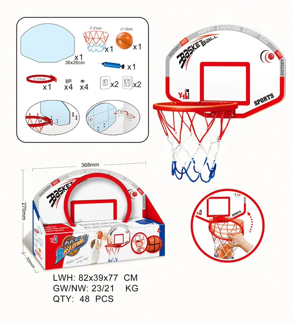 YR303674-Outdoor Toy Portable Plastic Basketball Hoop Board & Stand for Kids-Indo