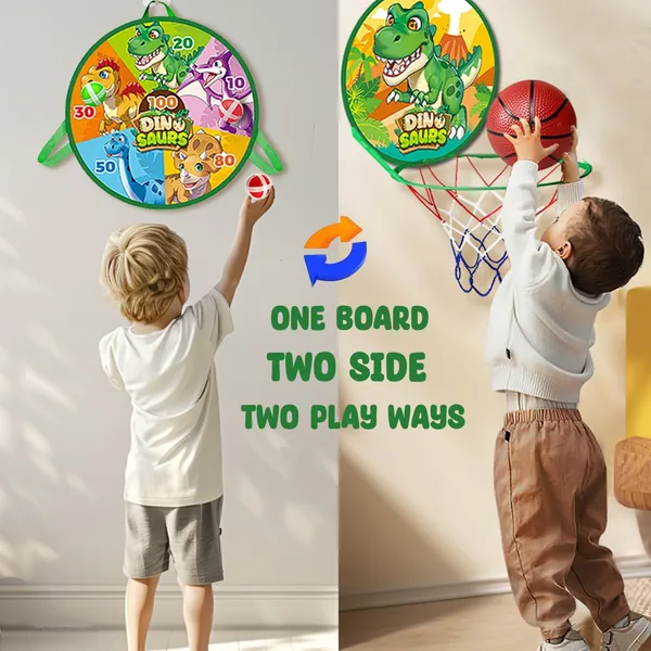 YR304955 2 in 1 Dinosaur Toys Mini Basketball Hoop for Toddler Indoor