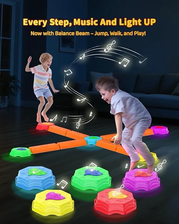 YR338354 Balance Beams Stepping Stones for Kids 13 Piece Light up Mus