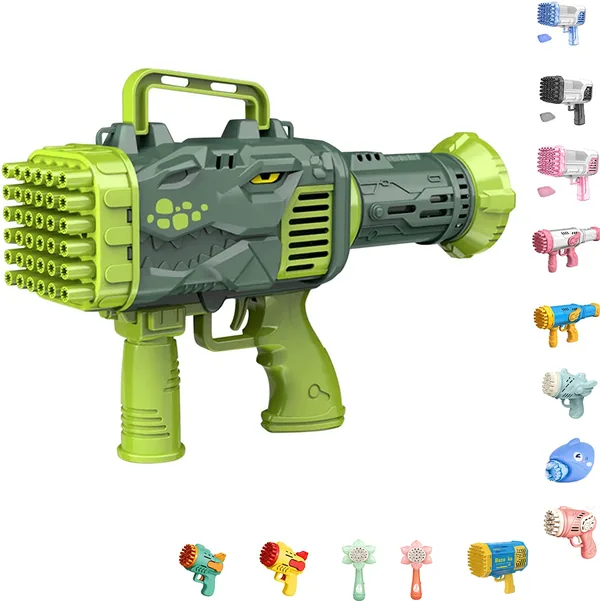 YR257804 Dinosaur Bubble Machine Gun 32 Holes Automatic Bubble Machin