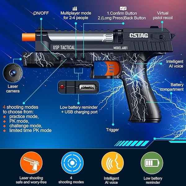YR339979 AI Smart Target Shooting Gun Set Wiht Electronic Voice Scori
