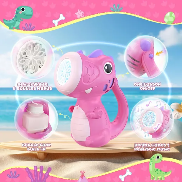 YR290611 Children Plastic Bubbles Maker Automatic Dinosaur Bubble Mac