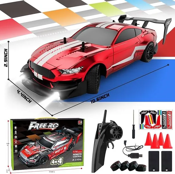 YR335614 Remote Control Car Truck RC Drift Car 1:14 Scale 4WD LED Lig