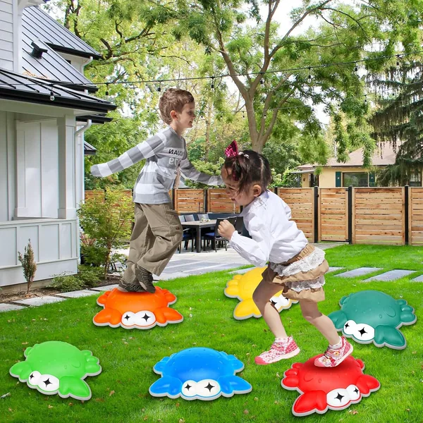 YR310004 ABS Plastic Balance Stepping Stones for Kids 6Pcs Crab Shape