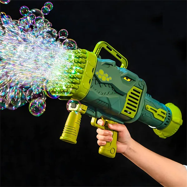 YR257804 Dinosaur Bubble Machine Gun 32 Holes Automatic Bubble Machin