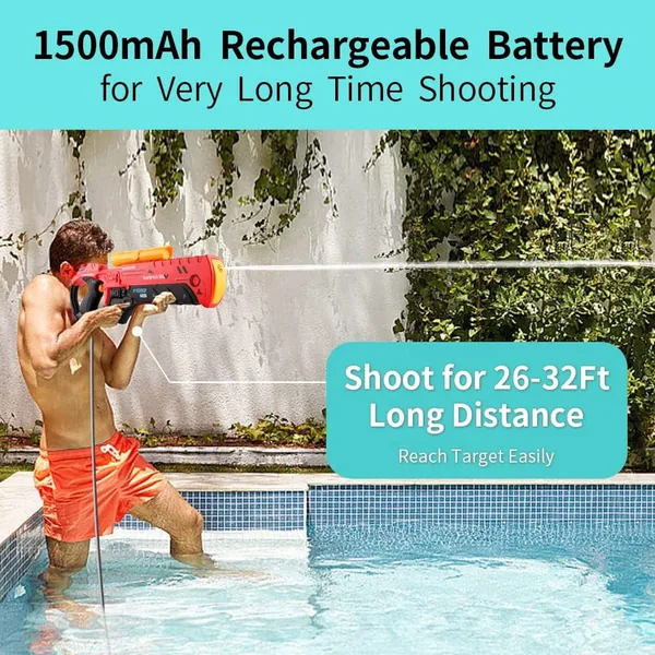 YR273128 Electric Water Gun with Backpack Modes Large Battery Powered