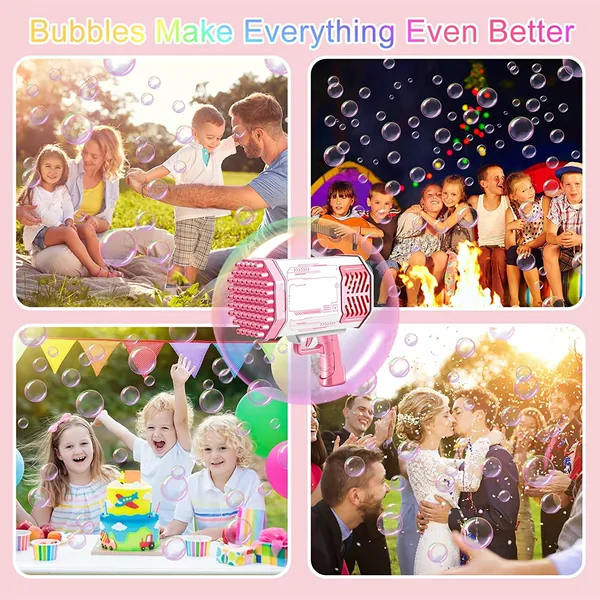YR256371 69 Holes Electric Automatic Gatling Bazooka Bubble Gun Machi