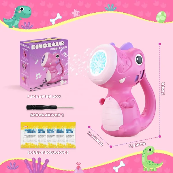YR290611 Children Plastic Bubbles Maker Automatic Dinosaur Bubble Mac