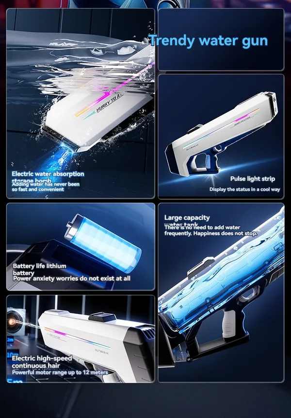 YR302889 Electric Water Gun for Kids Automatic Water Gun with Light-u