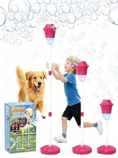 Summer Streetlight Electric LED Kids Bubble Machine with Music ABS Plastic Garden Lamp Toy for 5-7 Years Old