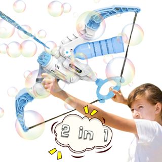 2 in 1 Outdoor Toys Electric Bubble Water Bow and Arrow Soap Bubble & Squirt Water Gun Bubble Launcher for Kids