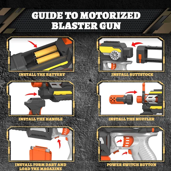 SB524B Motorized Blaster Toy Gun Electric Automatic Shooting Toys S