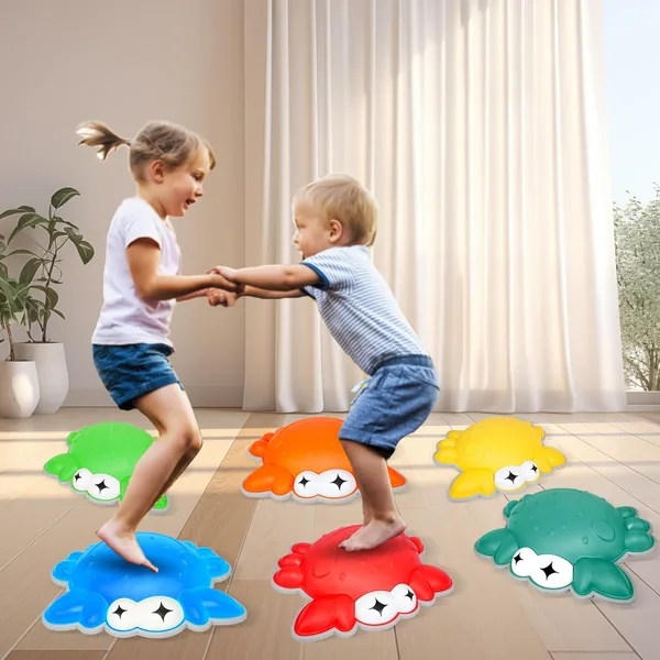 YR310004 ABS Plastic Balance Stepping Stones for Kids 6Pcs Crab Shape