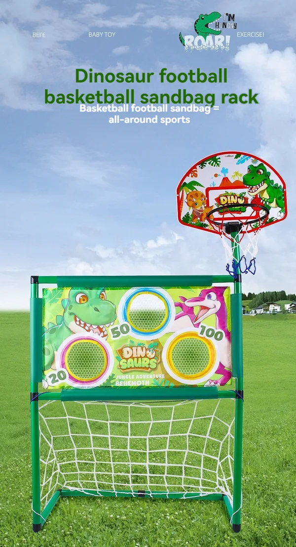 YR304914 3 in 1 Dinosaur Basketball Soccer Plastic Bean Bag Toss Game