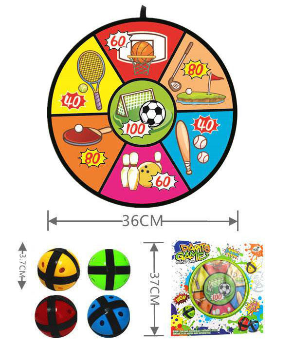 YR305143-Outdoor Toy 36cm Portable Kids Dart Board Game Set Sticky Ball Toss Spor