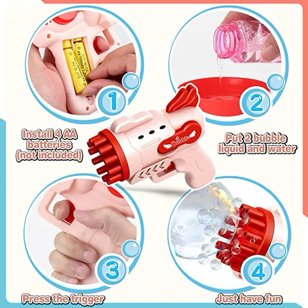 YR255118 12-Hole Automatic Bubble Gun Machine Custom Bubbles for Kids