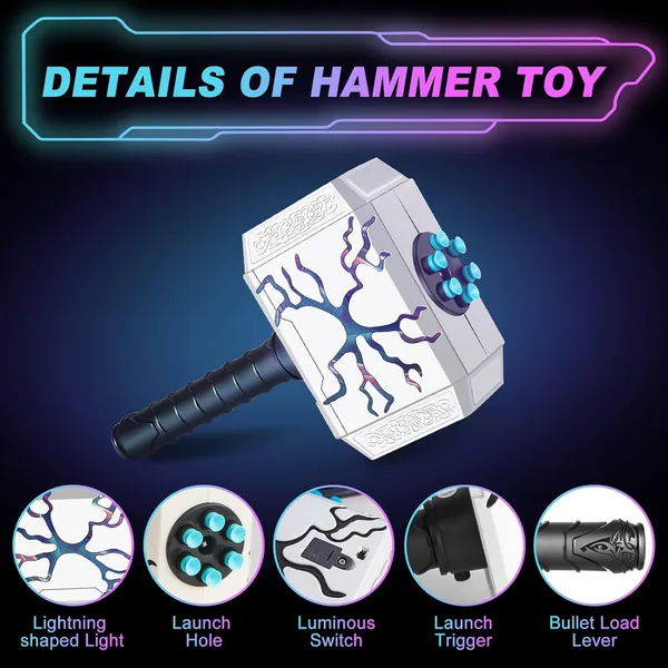 YR304604 Dart-Blasting Hammer Toy Gun with Light-up -Toys Shooting Ga