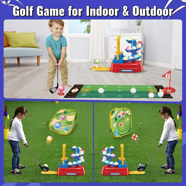 YR303782 Kids Golf Club Set with 20pcs Light-up Plastic Golf Balls an