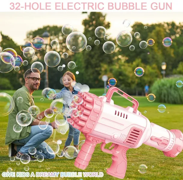 YR258237 Kids Bubble Gun Toy 32 Hole Electric AutomaticMachine Bubble