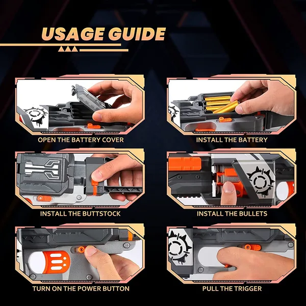 SB524B Motorized Blaster Toy Gun Electric Automatic Shooting Toys S