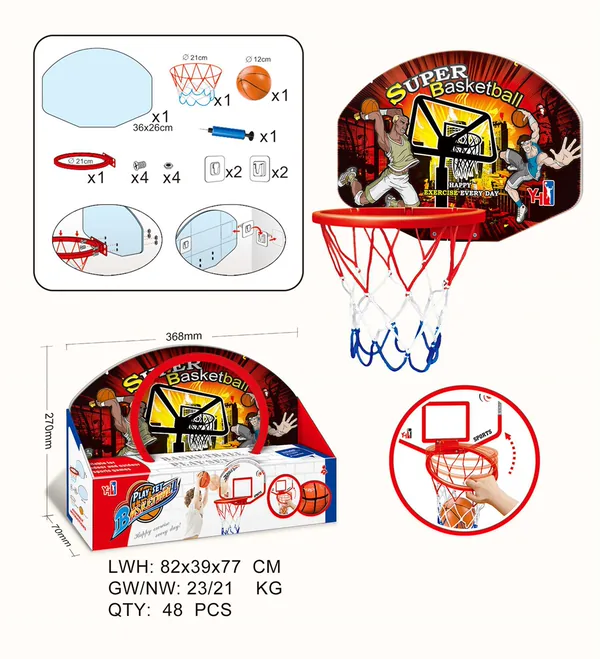 YR303674-Outdoor Toy Portable Plastic Basketball Hoop Board & Stand for Kids-Indo