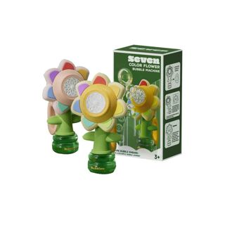 Cute Plastic Seven-Color Flower Shaped Electric Bubble Machine for Kids Outdoor Play Bubble Blower & Spit Wand
