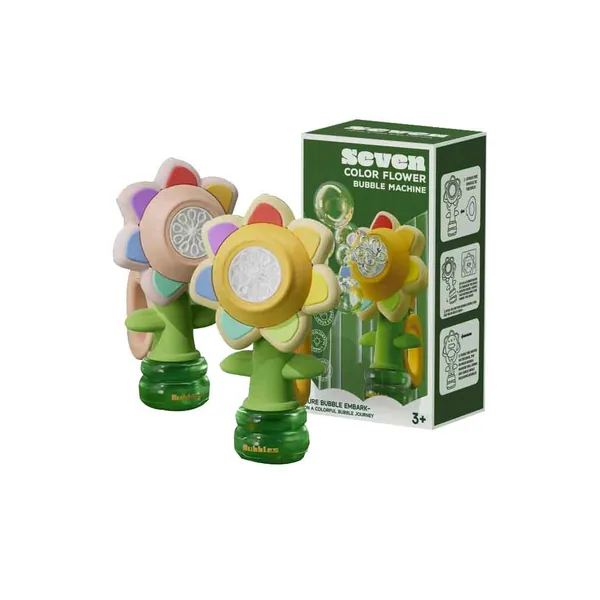 YR301109 Cute Plastic Seven-Color Flower Shaped Electric Bubble Machi