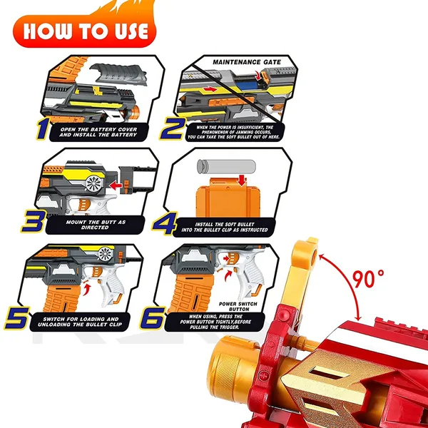 SB524A Motorized Blaster Toy Gun Electric Automatic Shooting Toys S