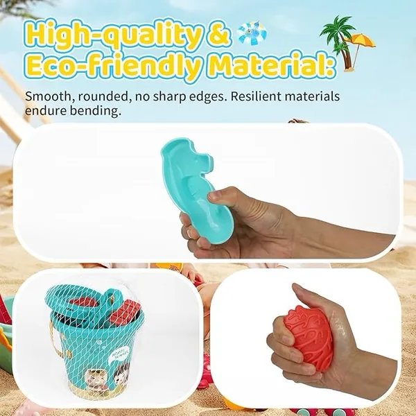 YR306177 12 Pcs Sand Toys Set with Truck Beach Toys Sand Castle Summe
