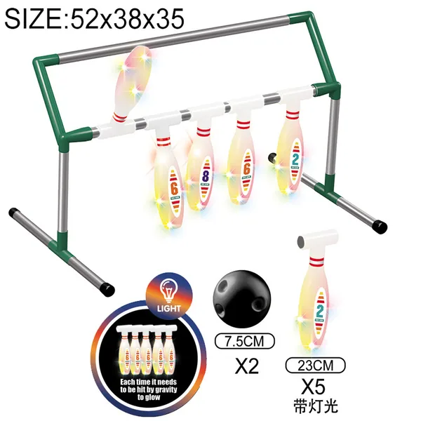 YR304613 Kids Bowling Racks Set Indoor and Outdoor Games With Light-u
