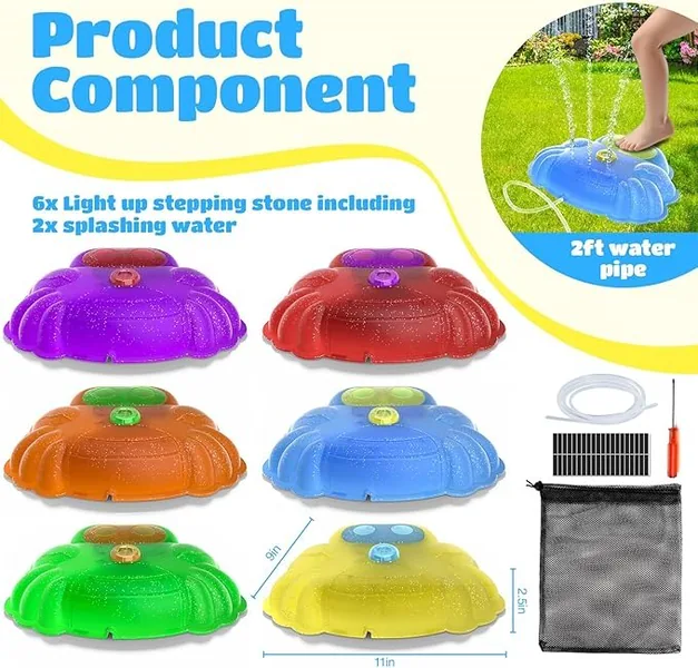 YR337277 Light up Stepping Stones for Kids Splash Water Stepping Ston