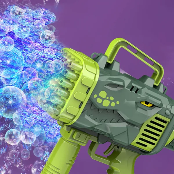 YR257804 Dinosaur Bubble Machine Gun 32 Holes Automatic Bubble Machin