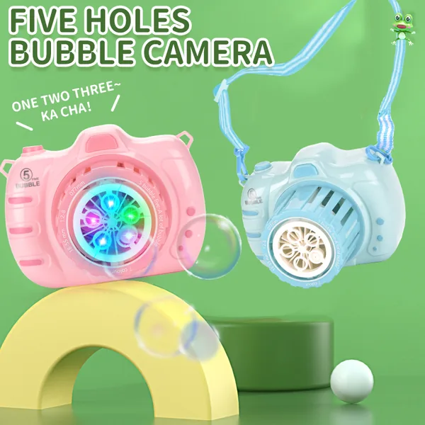 YR256221 5 Holes Bubble Camera Machine Toys for Kids, Bubble Maker wi