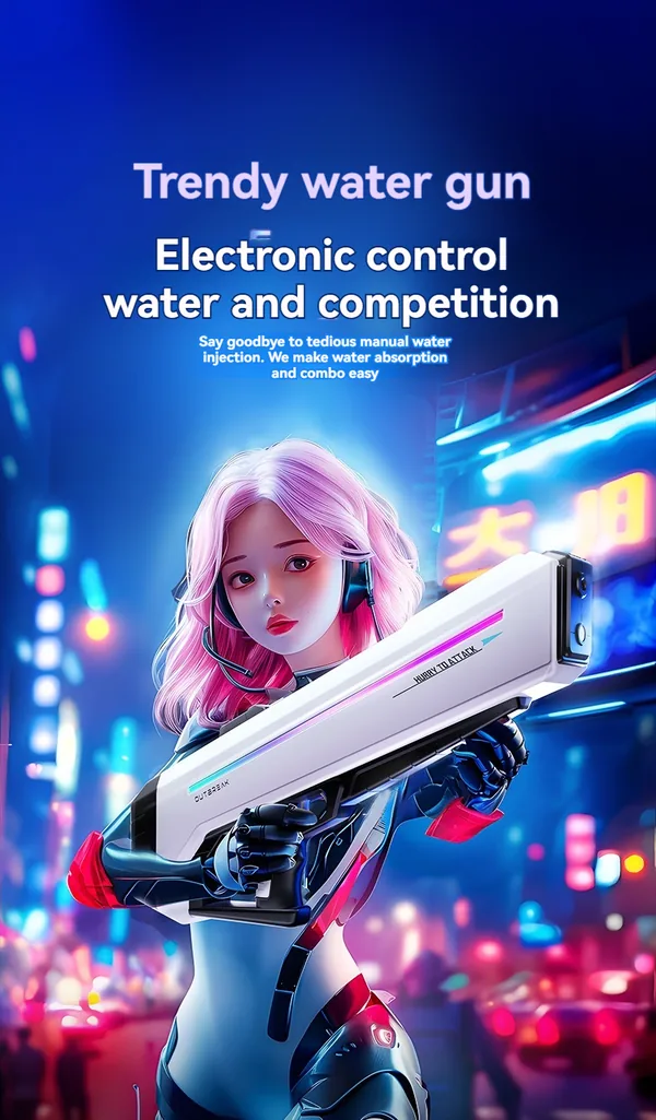 YR302889 Electric Water Gun for Kids Automatic Water Gun with Light-u