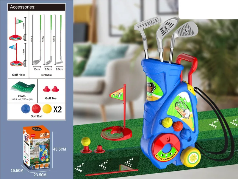 YR305849-Outdoor Toy Outdoor Sport Golf Toy Kids Golf Club Set Golf Cart With Adj