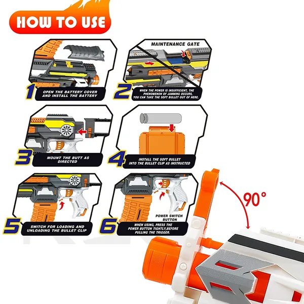 SB524A Motorized Blaster Toy Gun Electric Automatic Shooting Toys S
