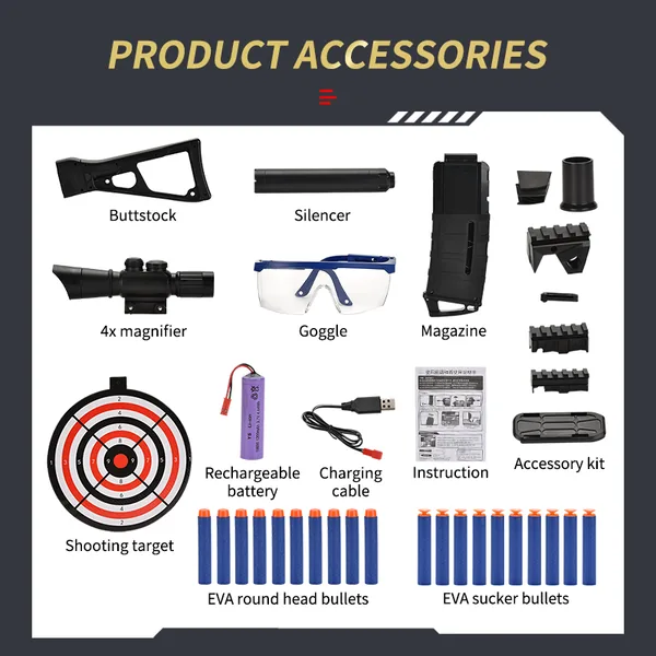 YR242435 UMP EVA Soft Bullet Kids Electric Toy Gun Set Outdoor Play T