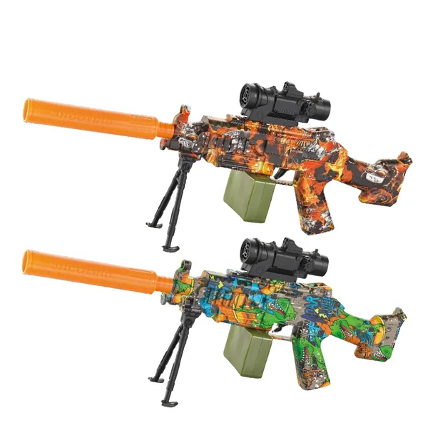YR308569 Automatic Electric Soft Bullet Gun M249 Plastic Water Gun wi