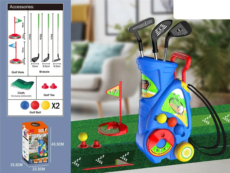 YR305849-Outdoor Toy Outdoor Sport Golf Toy Kids Golf Club Set Golf Cart With Adj