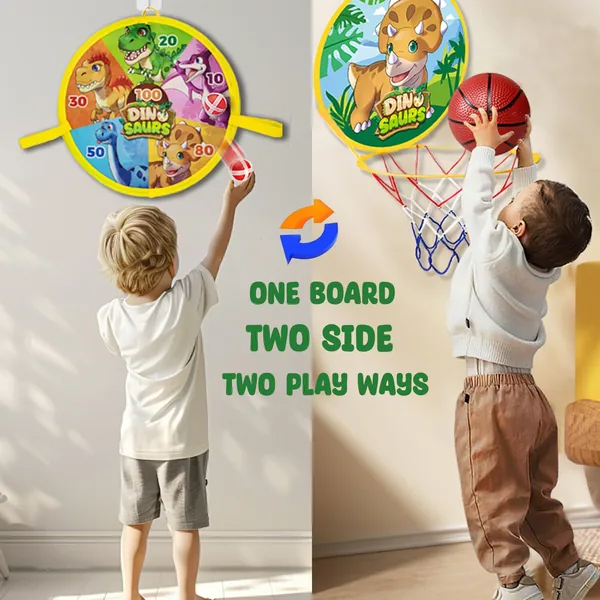 YR304955 2 in 1 Dinosaur Toys Mini Basketball Hoop for Toddler Indoor