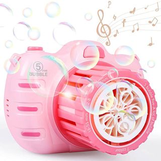 5 Holes Bubble Camera Machine Toys for Kids, Bubble Maker with Bubble Liquid,bubble Party Favor and Summer Toys